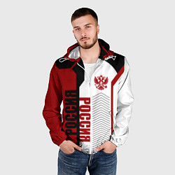 Ветровка с капюшоном мужская Россия герб РФ, цвет: 3D-белый — фото 2