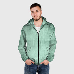 Ветровка с капюшоном мужская Текстура зелёный бетон, цвет: 3D-черный — фото 2