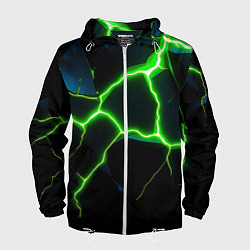 Ветровка с капюшоном мужская Green split, цвет: 3D-белый