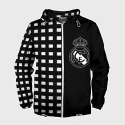 Ветровка с капюшоном мужская Real Madrid клетка, цвет: 3D-белый