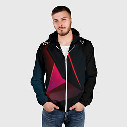 Ветровка с капюшоном мужская Geometric shapes, цвет: 3D-белый — фото 2
