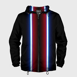Ветровка с капюшоном мужская Color white blue red neon, цвет: 3D-черный