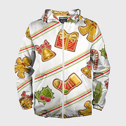 Ветровка с капюшоном мужская Рождественский дух, цвет: 3D-белый