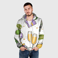 Ветровка с капюшоном мужская Новогодний вайб, цвет: 3D-белый — фото 2