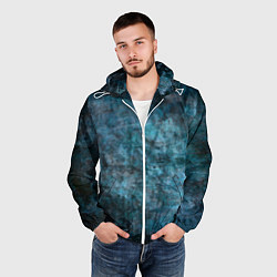 Ветровка с капюшоном мужская Абстракция - dark blue, цвет: 3D-белый — фото 2