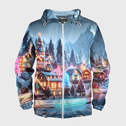 Мужская ветровка Городок в новогодних огоньках