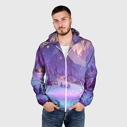 Ветровка с капюшоном мужская Новогодняя магическая атмосфера, цвет: 3D-белый — фото 2