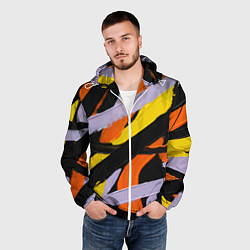 Ветровка с капюшоном мужская Полоски краски абстракция, цвет: 3D-белый — фото 2