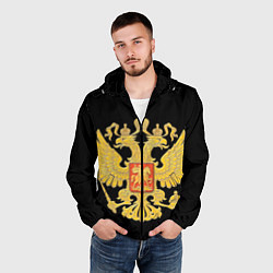 Ветровка с капюшоном мужская Герб России: золото, цвет: 3D-черный — фото 2