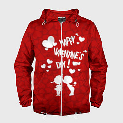 Ветровка с капюшоном мужская Valentines Day, цвет: 3D-белый