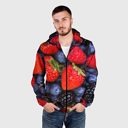 Ветровка с капюшоном мужская Berries, цвет: 3D-черный — фото 2