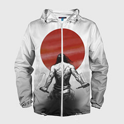Ветровка с капюшоном мужская Ярость самурая, цвет: 3D-белый