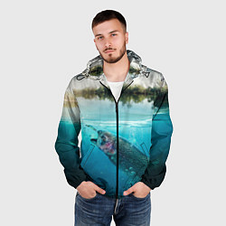 Ветровка с капюшоном мужская Рыбалка на спиннинг, цвет: 3D-черный — фото 2