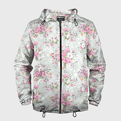 Ветровка с капюшоном мужская Flower pattern, цвет: 3D-черный