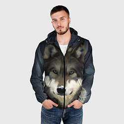 Ветровка с капюшоном мужская Зимний волк, цвет: 3D-черный — фото 2
