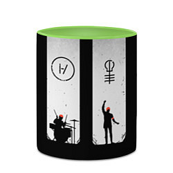 Кружка 3D Twenty One Pilots: Lines, цвет: 3D-белый + светло-зеленый — фото 2