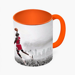 Кружка 3D Michael Jordan NBA, цвет: 3D-белый + оранжевый