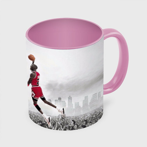 Кружка цветная Michael Jordan NBA / 3D-Белый + розовый – фото 1