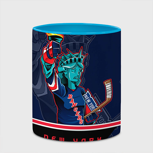 Кружка цветная New York Rangers / 3D-Белый + небесно-голубой – фото 2