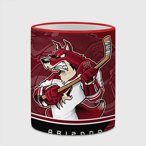 Кружка цветная Arizona Coyotes / 3D-Красный кант – фото 2