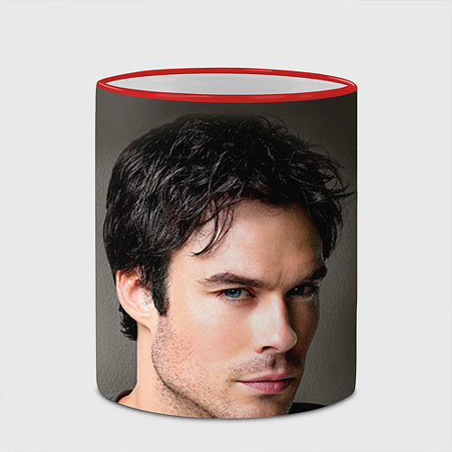 Кружка цветная Ian Somerhalder / 3D-Красный кант – фото 2