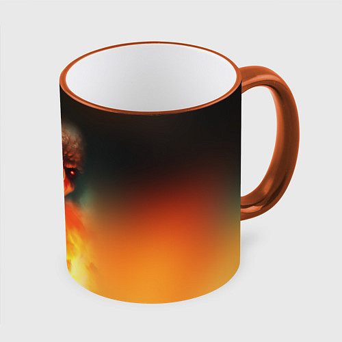 Кружка цветная Imp from DOOM / 3D-Оранжевый кант – фото 1