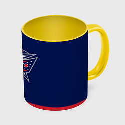 Кружка 3D Columbus Blue Jackets, цвет: 3D-белый + желтый