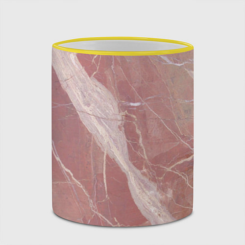Кружка цветная Розовый мрамор / 3D-Желтый кант – фото 2