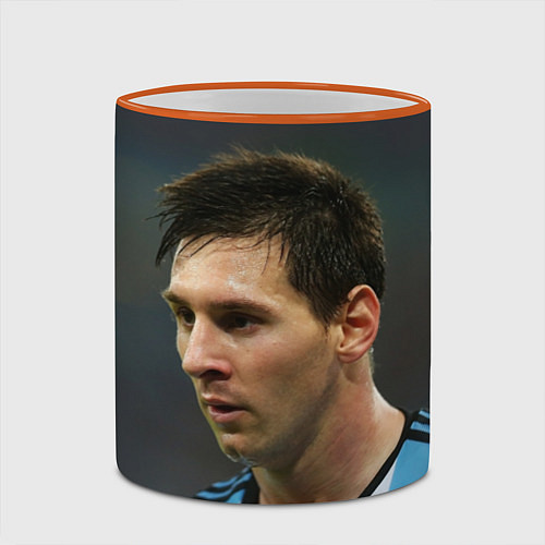 Кружка цветная Leo Messi / 3D-Оранжевый кант – фото 2