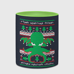 Кружка 3D Новогодний свитер Ктулху, цвет: 3D-белый + светло-зеленый — фото 2