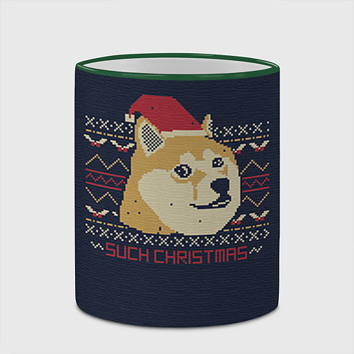 Кружка цветная Doge Such Christmas / 3D-Зеленый кант – фото 2