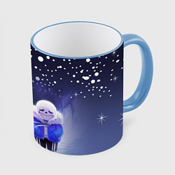 Кружка 3D Sans & Papyrus, цвет: 3D-небесно-голубой кант