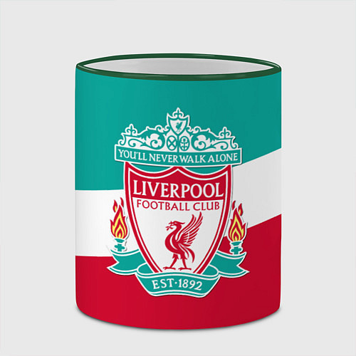 Кружка цветная Liverpool: You'll never walk alone / 3D-Зеленый кант – фото 2