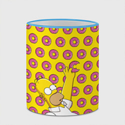 Кружка 3D Пончики Гомера Симпсона, цвет: 3D-небесно-голубой кант — фото 2