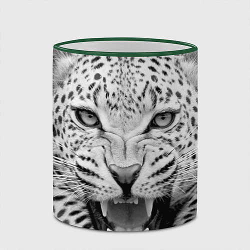 Кружка цветная Белый леопард / 3D-Зеленый кант – фото 2
