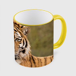 Кружка 3D Милый тигр, цвет: 3D-желтый кант