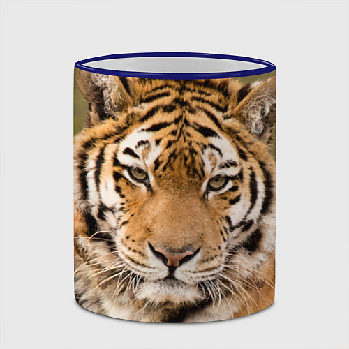 Кружка цветная Милый тигр / 3D-Синий кант – фото 2