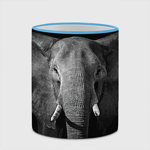Кружка цветная Взгляд слона / 3D-Небесно-голубой кант – фото 2