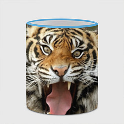 Кружка 3D Удивленный тигр, цвет: 3D-небесно-голубой кант — фото 2