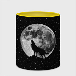 Кружка 3D Лунный волк, цвет: 3D-белый + желтый — фото 2