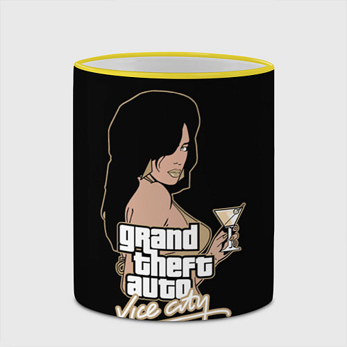 Кружка цветная GTA Vice City / 3D-Желтый кант – фото 2