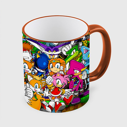Кружка цветная Sonic Stories / 3D-Оранжевый кант – фото 1