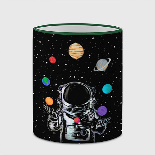 Кружка цветная Космический жонглер / 3D-Зеленый кант – фото 2