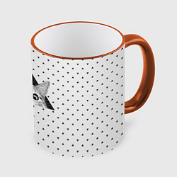 Кружка 3D Взгляд кота, цвет: 3D-оранжевый кант