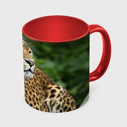 Кружка 3D Лик леопарда, цвет: 3D-белый + красный