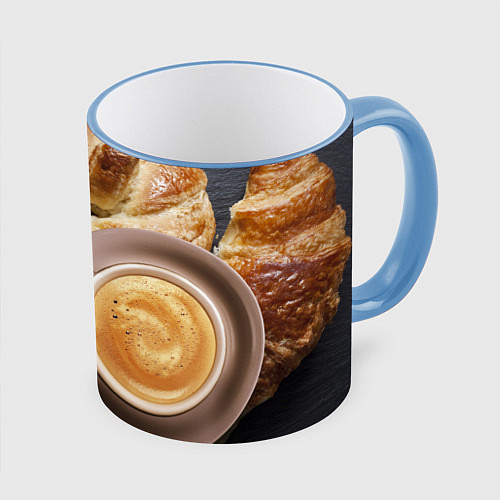 Кружка цветная Приятный завтрак / 3D-Небесно-голубой кант – фото 1