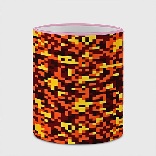 Кружка цветная Камуфляж пиксельный: оранжевый/желтый / 3D-Розовый кант – фото 2