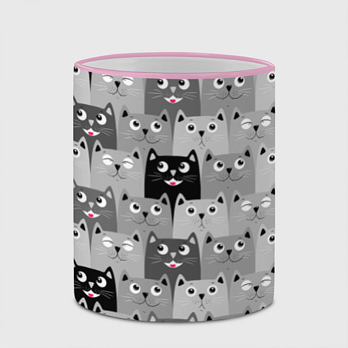 Кружка цветная Котейки / 3D-Розовый кант – фото 2
