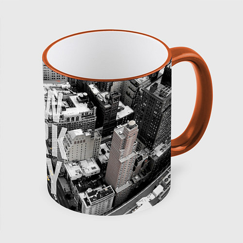 Кружка цветная New York City / 3D-Оранжевый кант – фото 1
