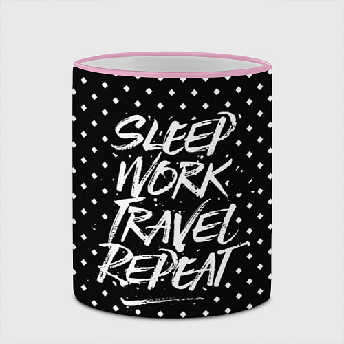 Кружка цветная Sleep Work Travel Repeat / 3D-Розовый кант – фото 2